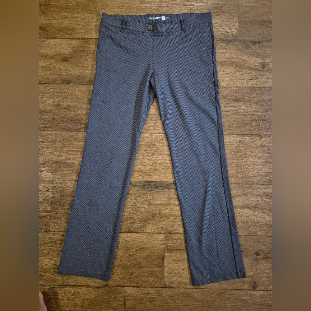 Betabrand Size XL Gray Striped Elastic Waist Pull On Pants